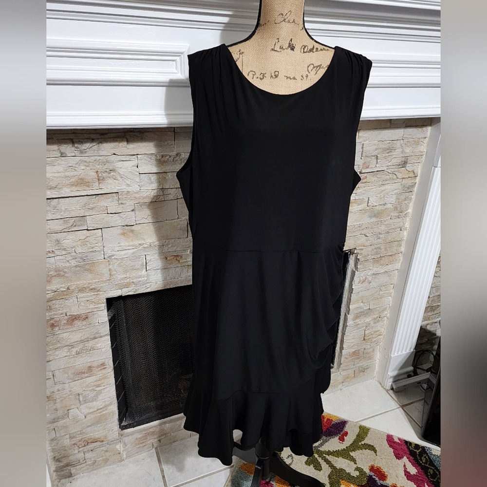 Lane Bryant black ruffled faux wrap dress plus size 22‎ 24 3X